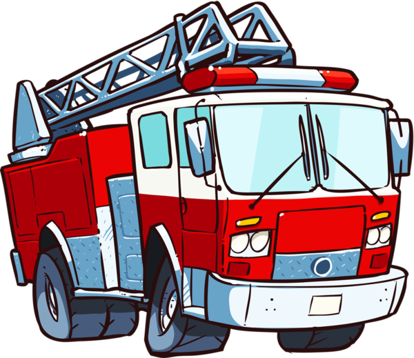 Colorful Cartoon Fire Truck PNG Image