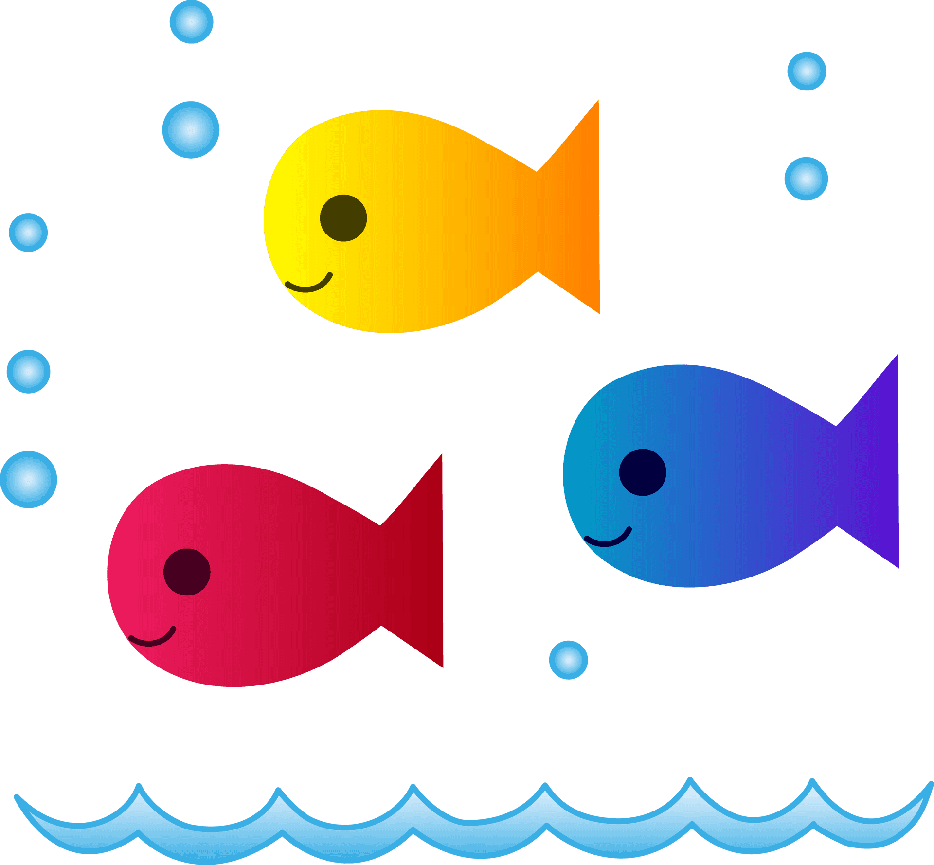 Colorful Cartoon Fish Underwater PNG Image