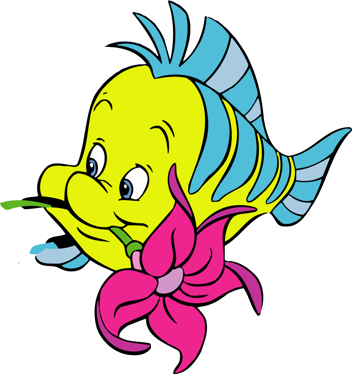 Colorful Cartoon Fish With Flower PNG Image