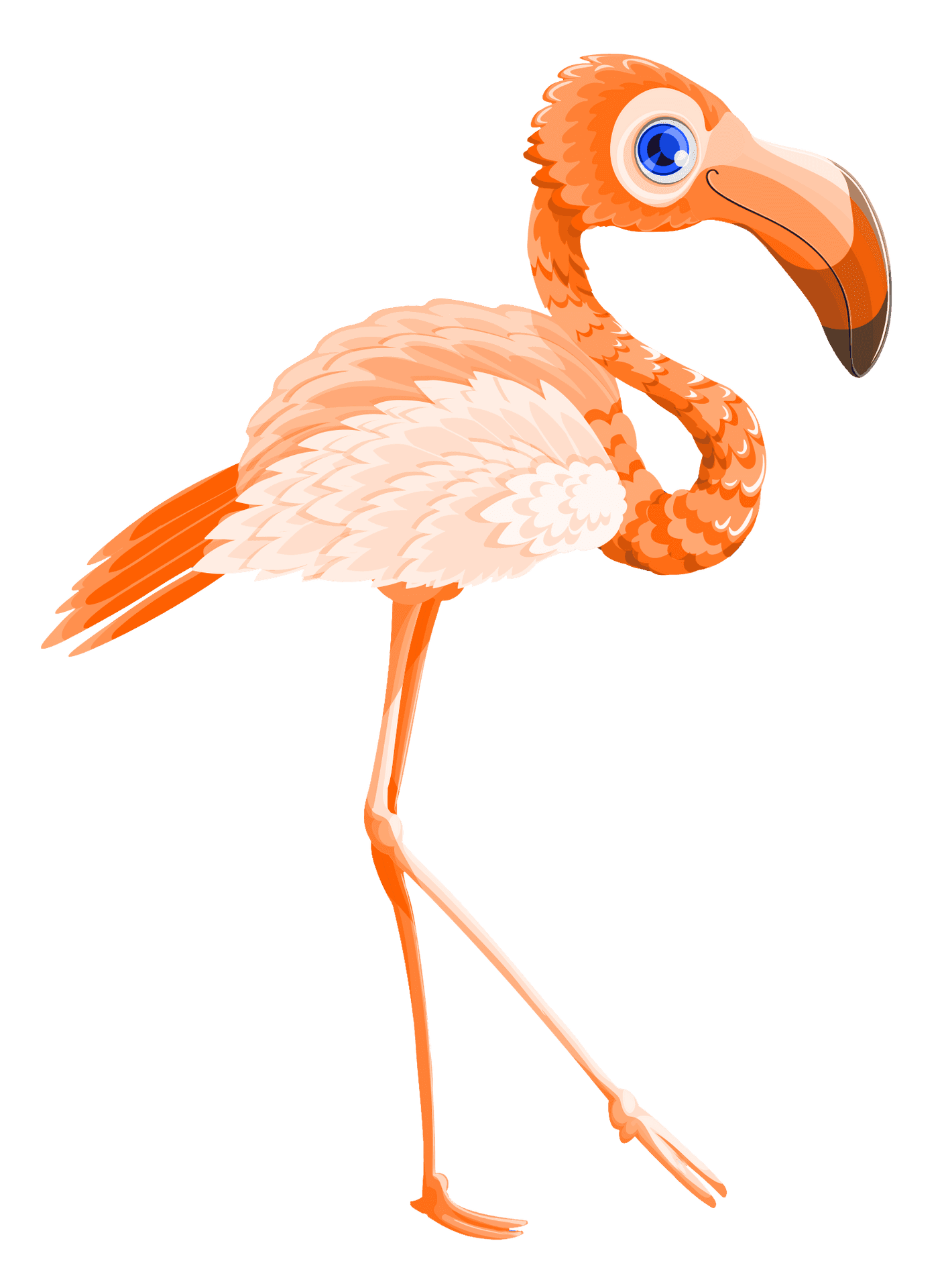 Colorful Cartoon Flamingo Standing PNG Image