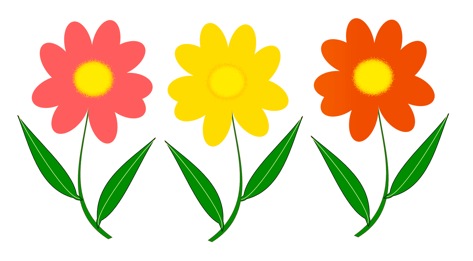 Colorful Cartoon Flowers PNG Image