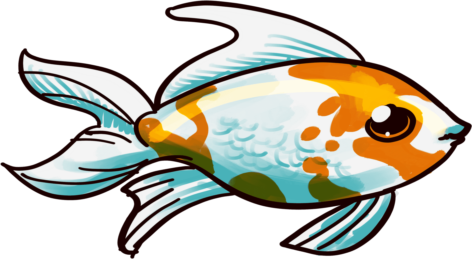 Colorful Cartoon Goldfish Illustration PNG Image