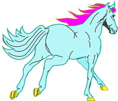 Colorful Cartoon Horse Illustration PNG Image