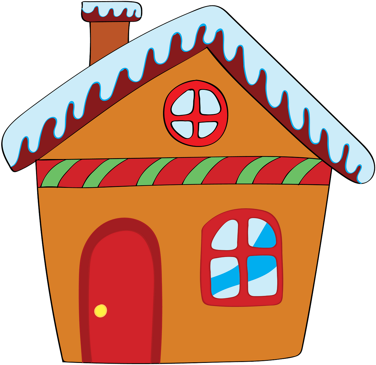 Colorful Cartoon House Clipart PNG Image