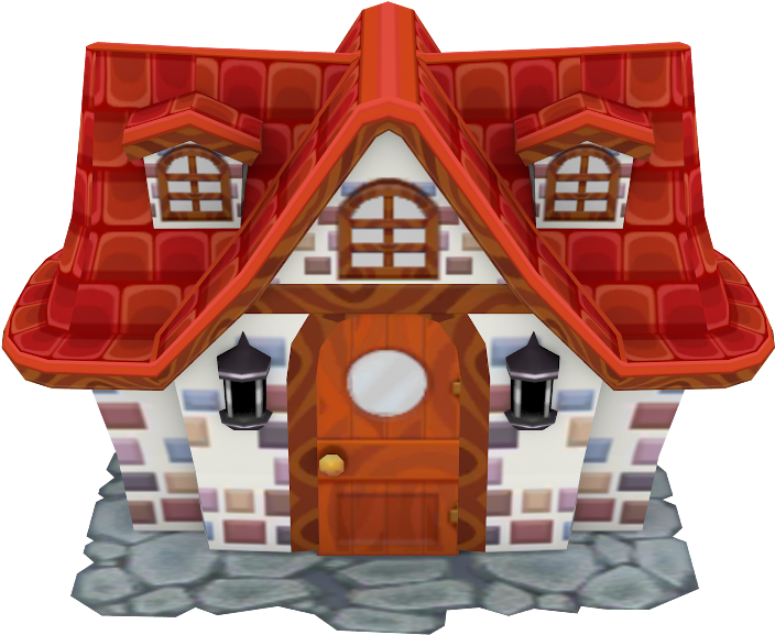 Colorful Cartoon Mansion Front View PNG Image