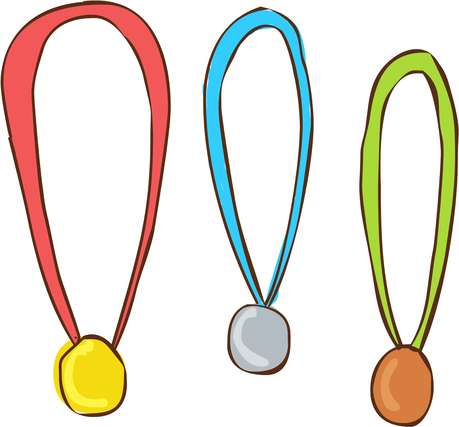 Colorful Cartoon Medals Set PNG Image