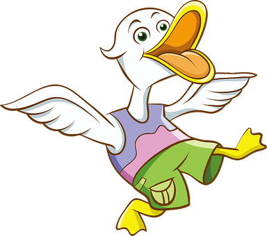 Colorful Cartoon Pelican Flying PNG Image