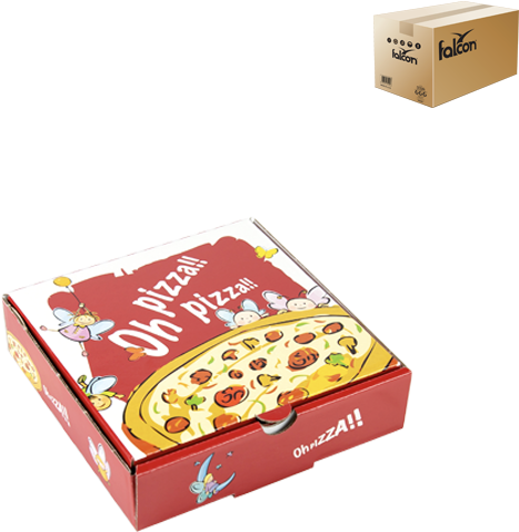 Colorful Cartoon Pizza Box Design PNG Image