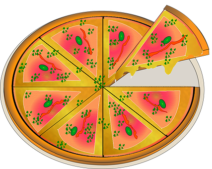 Colorful Cartoon Pizza Illustration PNG Image