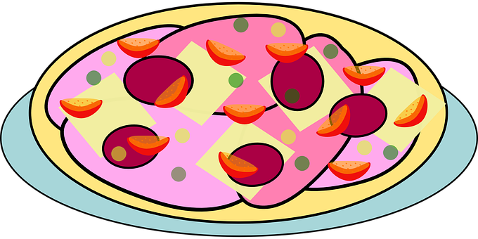 Colorful Cartoon Pizza Illustration PNG Image