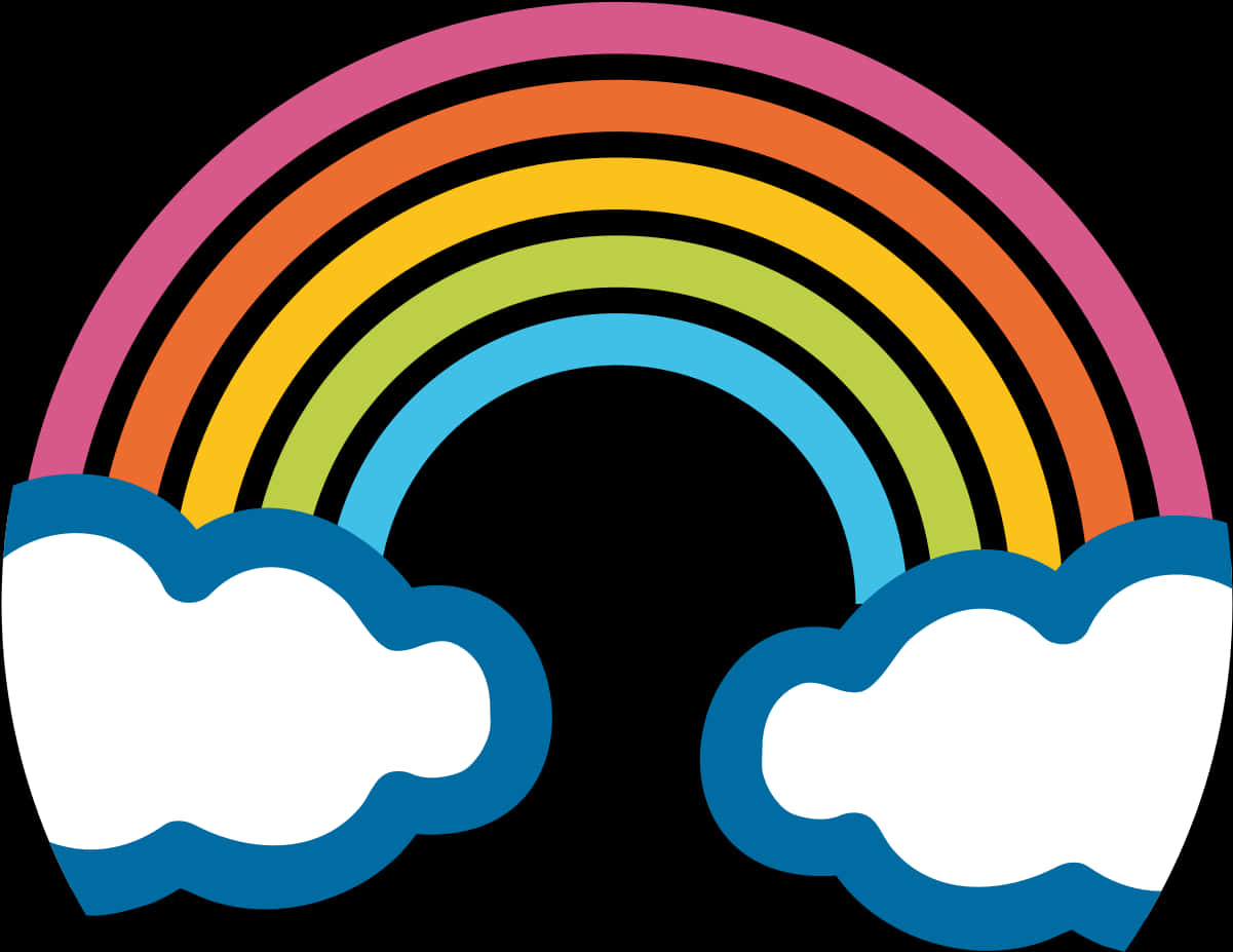 Colorful Cartoon Rainbowand Clouds PNG Image