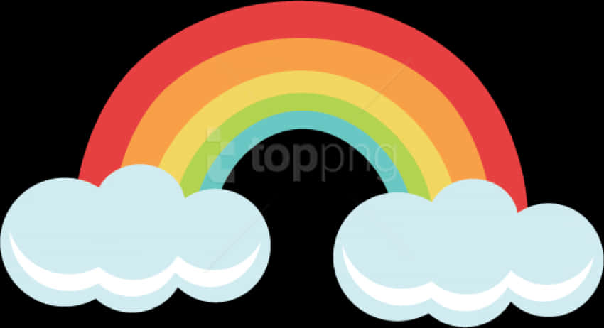 Colorful Cartoon Rainbowand Clouds PNG Image