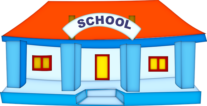 Colorful Cartoon School Building PNG Image