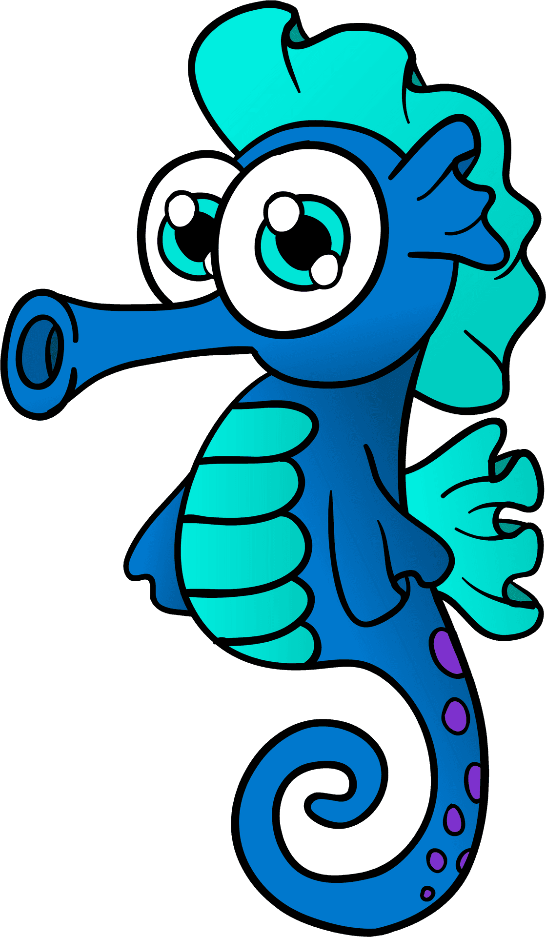 Colorful Cartoon Seahorse PNG Image