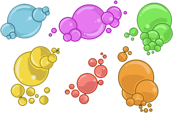 Colorful Cartoon Soap Bubbles PNG Image