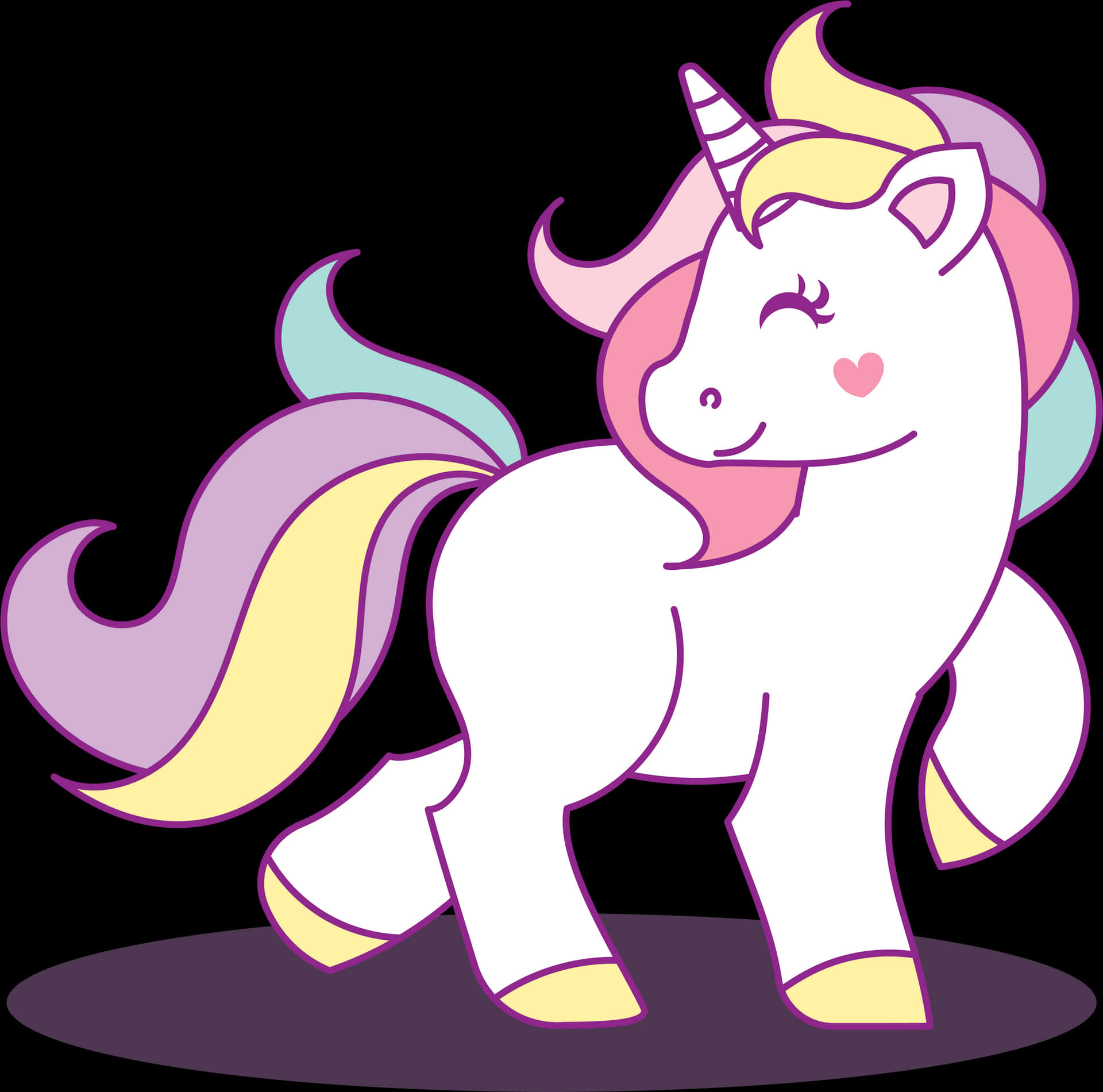 Colorful Cartoon Unicorn PNG Image