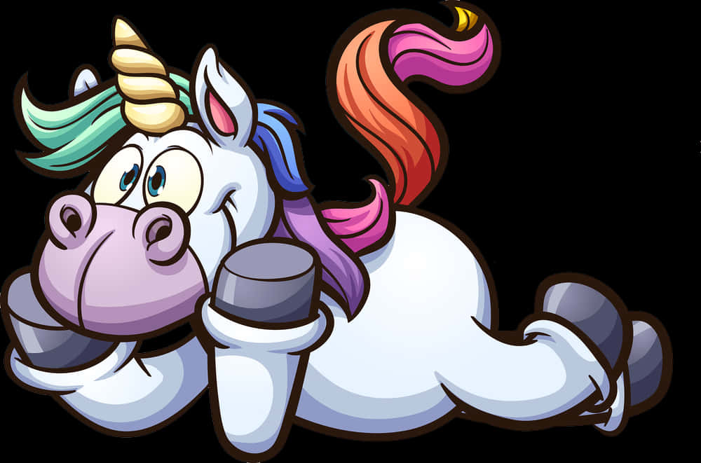 Colorful Cartoon Unicorn PNG Image