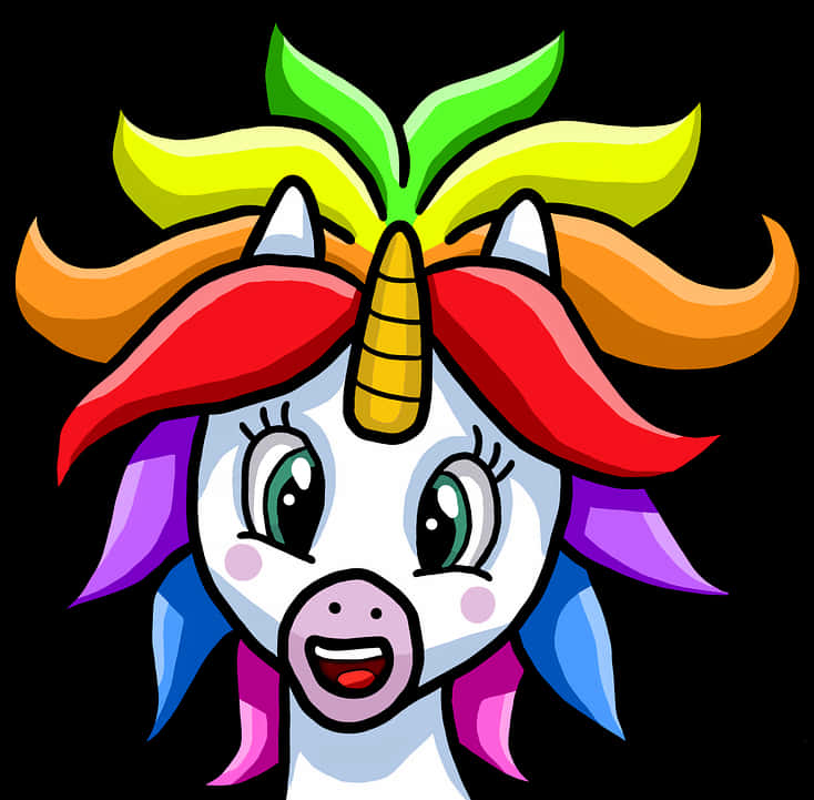 Colorful Cartoon Unicorn Head PNG Image