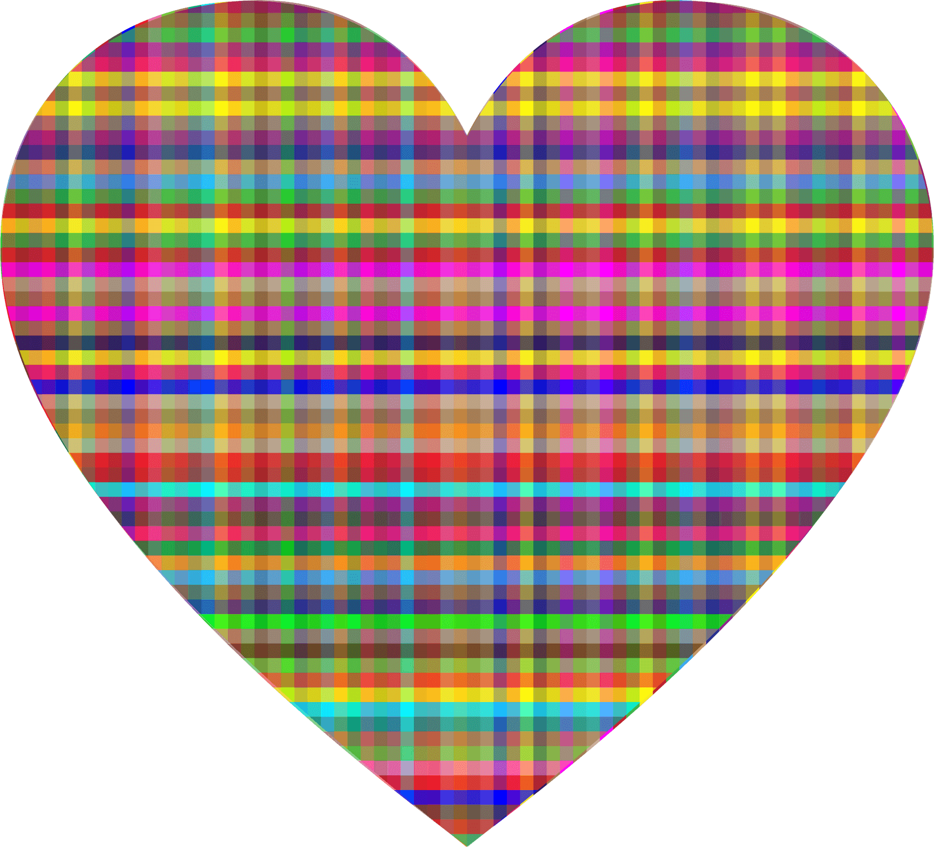 Colorful Checkered Heart Pattern PNG Image