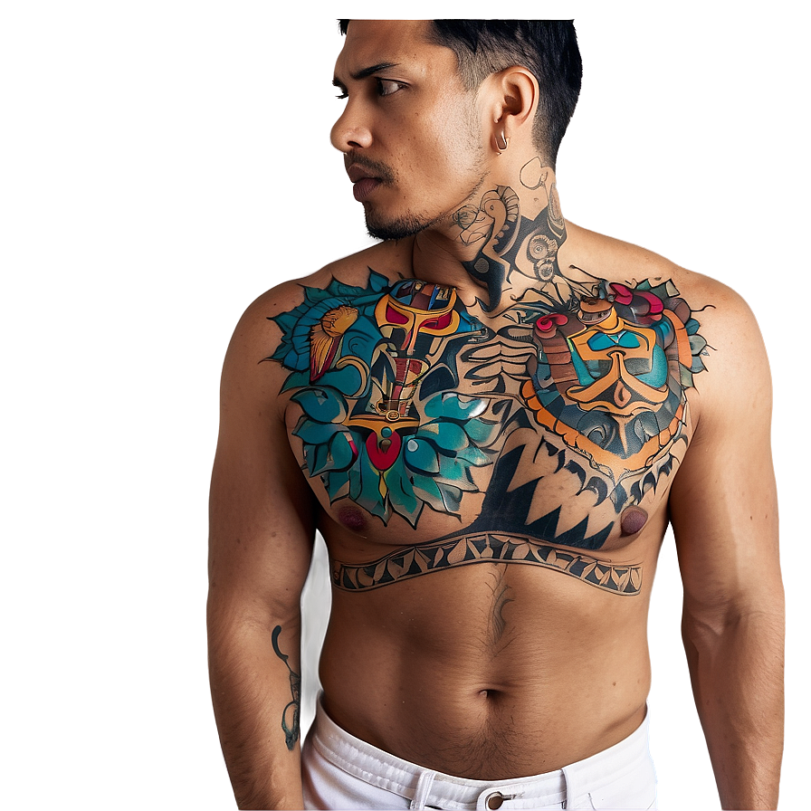 Colorful Chest Tattoo Images Png Mwr PNG Image