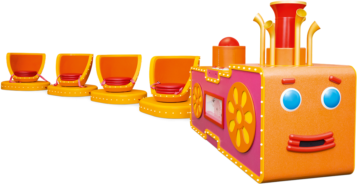 Colorful Childrens Train Ride PNG Image