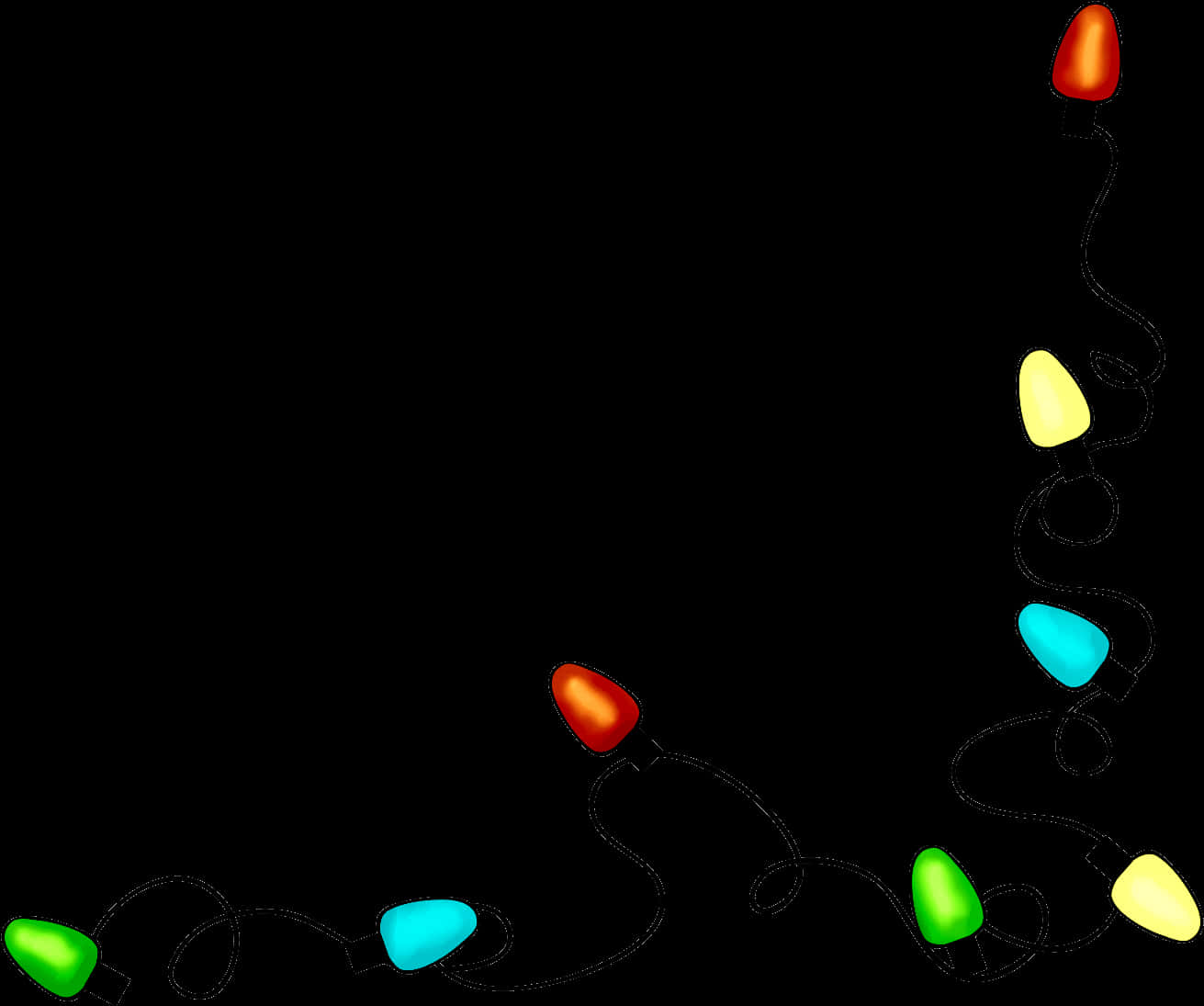 Colorful Christmas Lights Border PNG Image