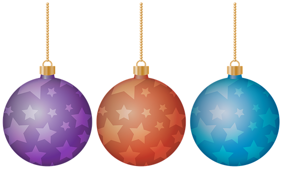 Colorful Christmas Ornamentswith Stars PNG Image