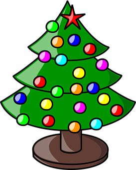 Colorful Christmas Tree Cartoon PNG Image