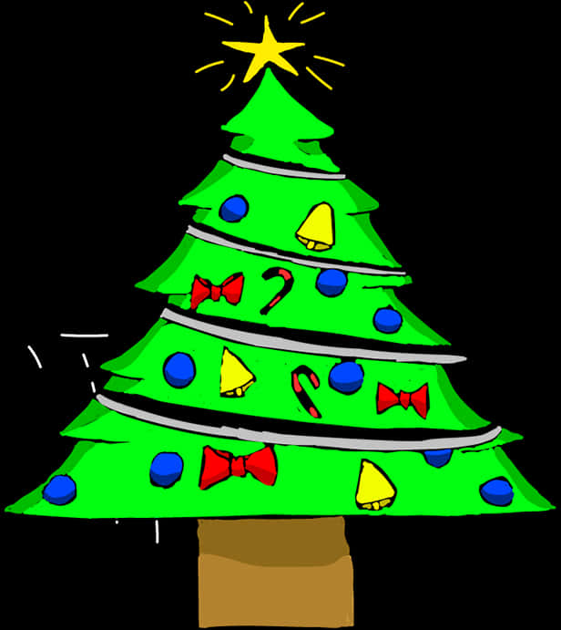 Colorful Christmas Tree Cartoon PNG Image