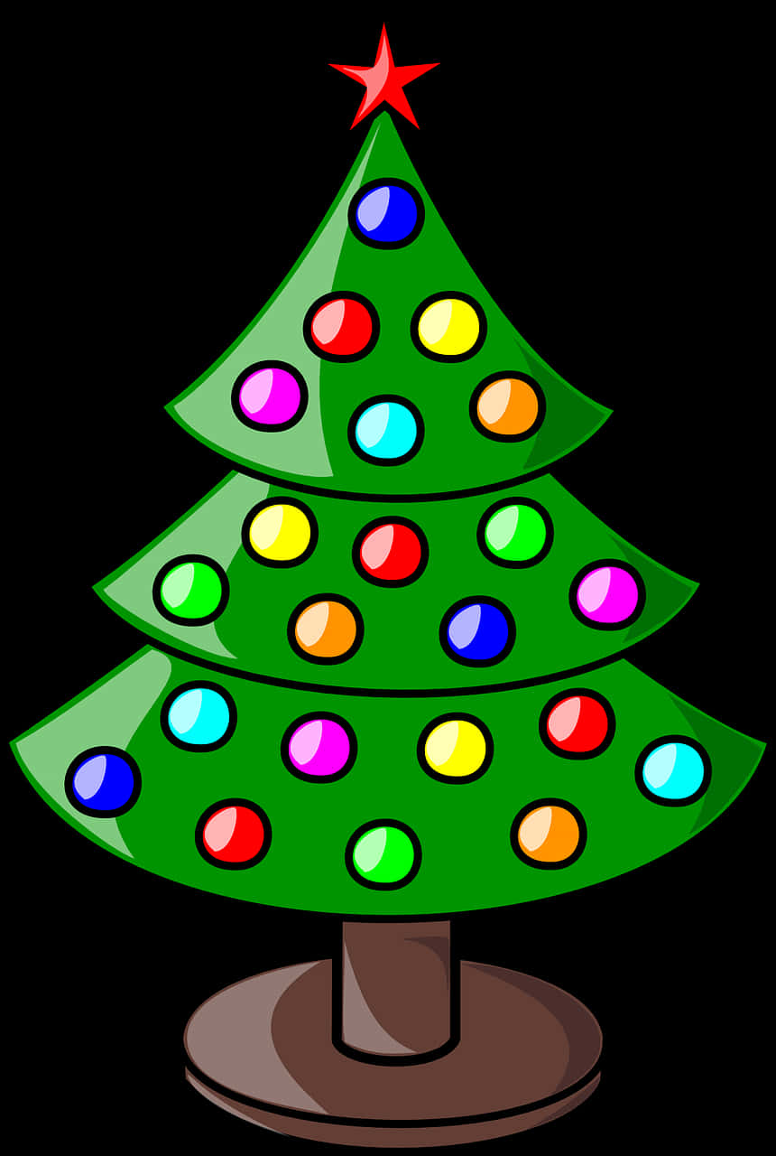 Colorful Christmas Tree Cartoon PNG Image