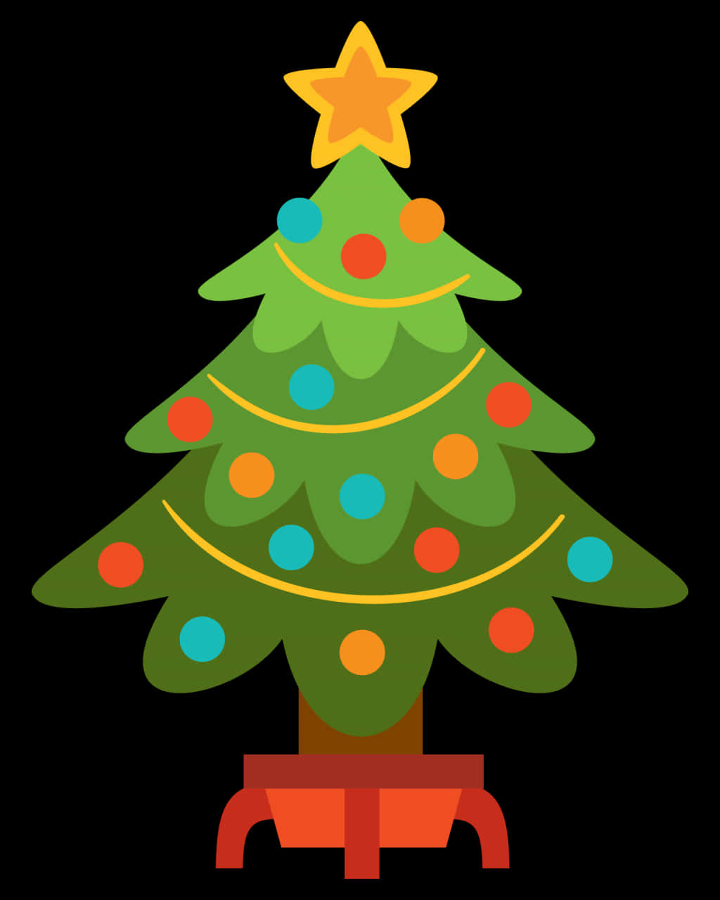 Colorful Christmas Tree Illustration PNG Image