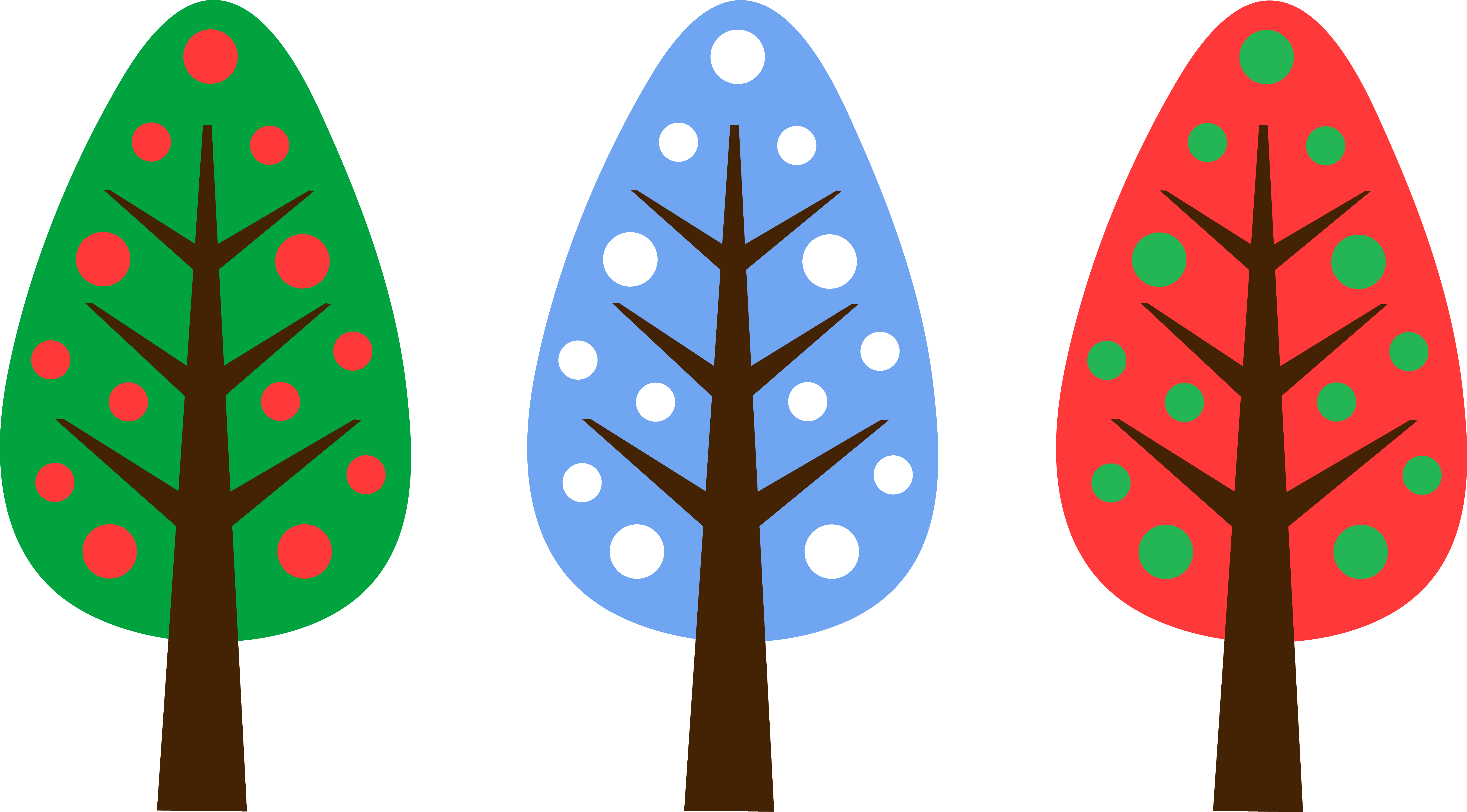 Colorful Christmas Trees Clipart PNG Image