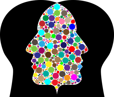 Colorful Circle Mosaic Profile Silhouette PNG Image