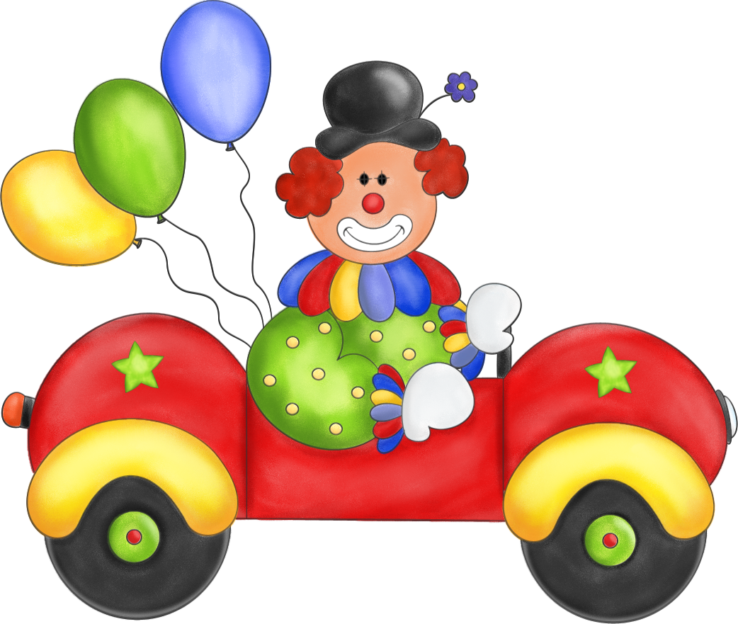 Colorful Clown Car Cartoon PNG Image