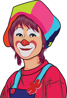 Colorful Clown Cartoon Portrait PNG Image