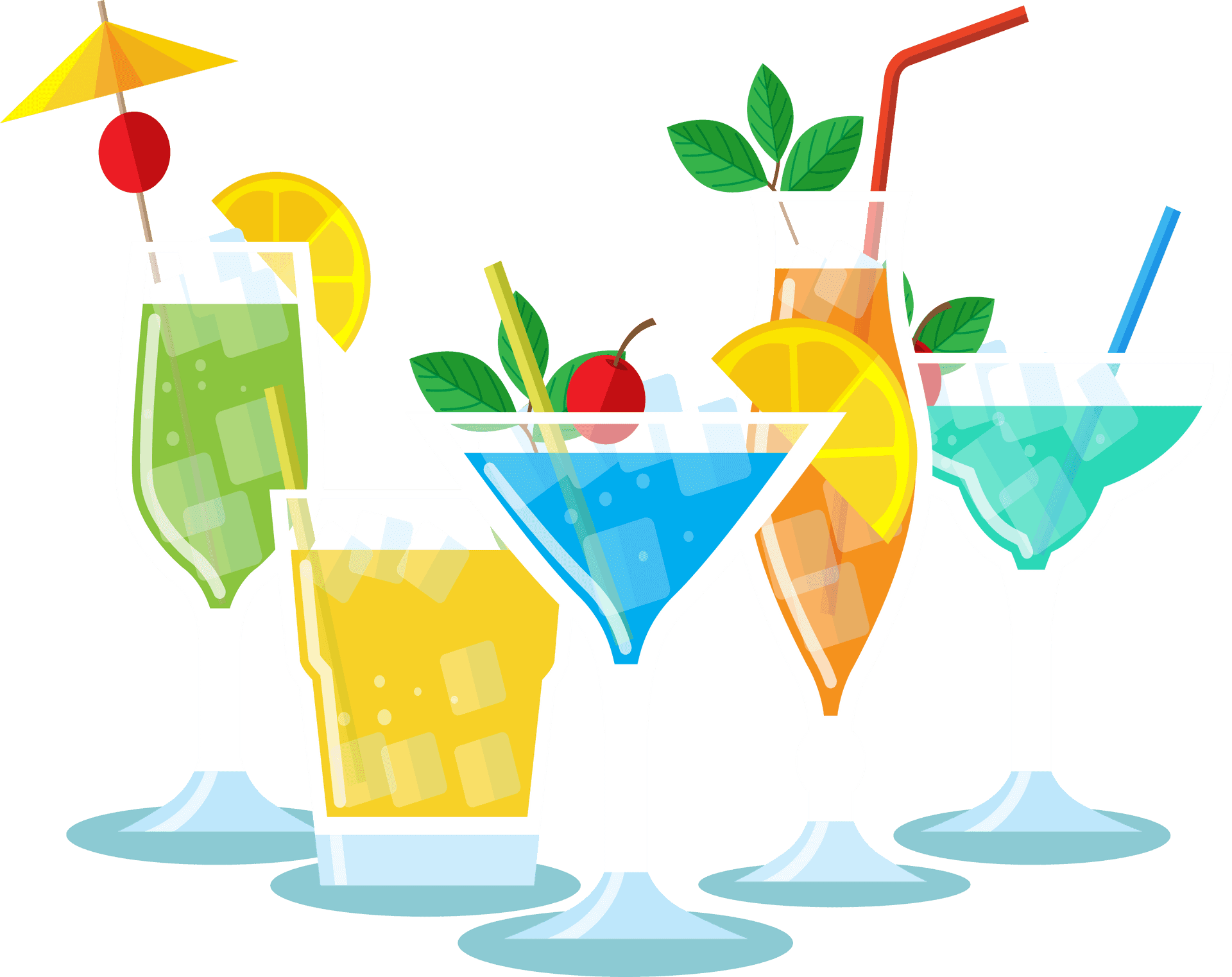 Colorful Cocktail Selection Illustration PNG Image