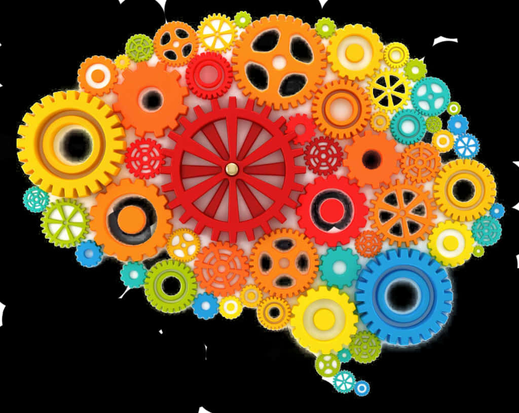 Colorful Cogs Brain Concept PNG Image