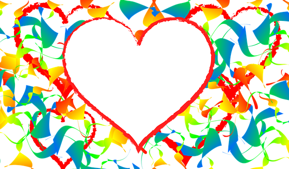 Colorful Confetti Heart Banner PNG Image