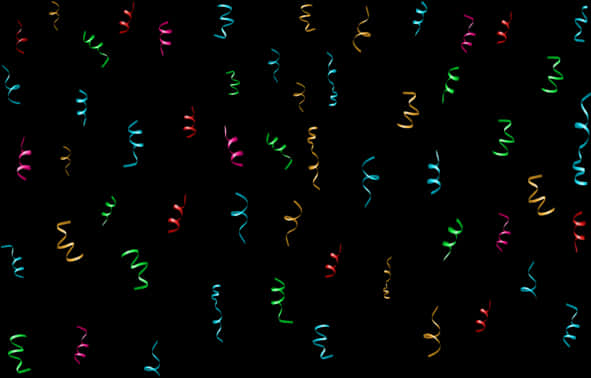 Colorful Confetti Streamerson Black Background PNG Image