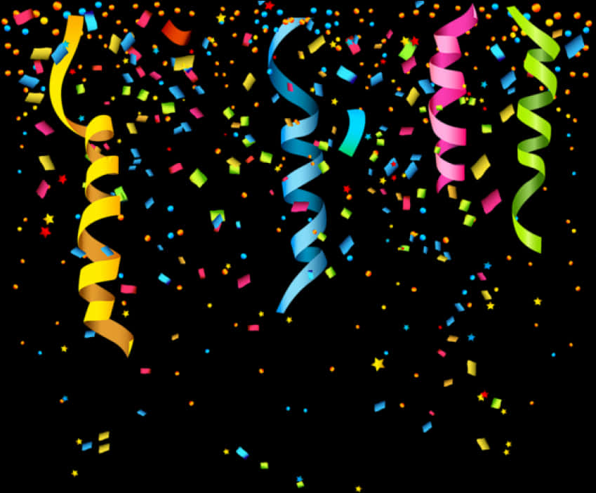 Colorful Confettiand Streamers PNG Image