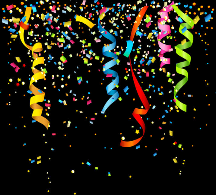 Colorful Confettiand Streamers PNG Image