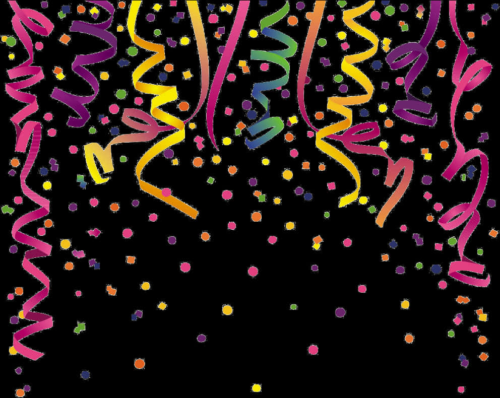 Colorful Confettiand Streamers PNG Image