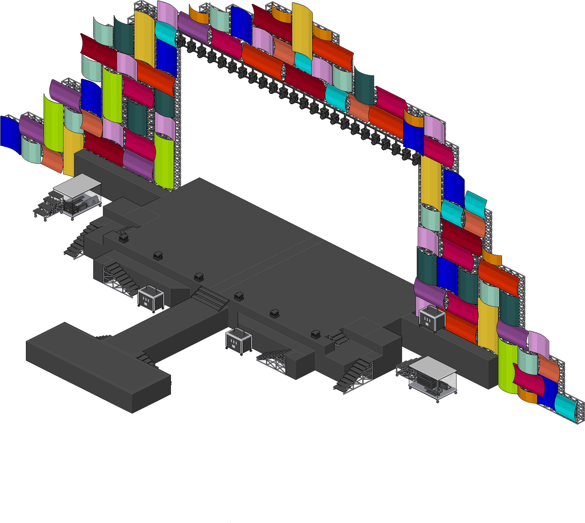 Colorful Container Stage Design PNG Image