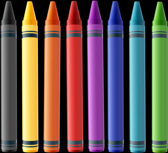 Colorful Crayons Arrayed PNG Image