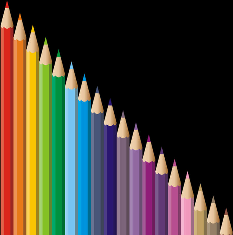 Colorful Crayonsin Row PNG Image