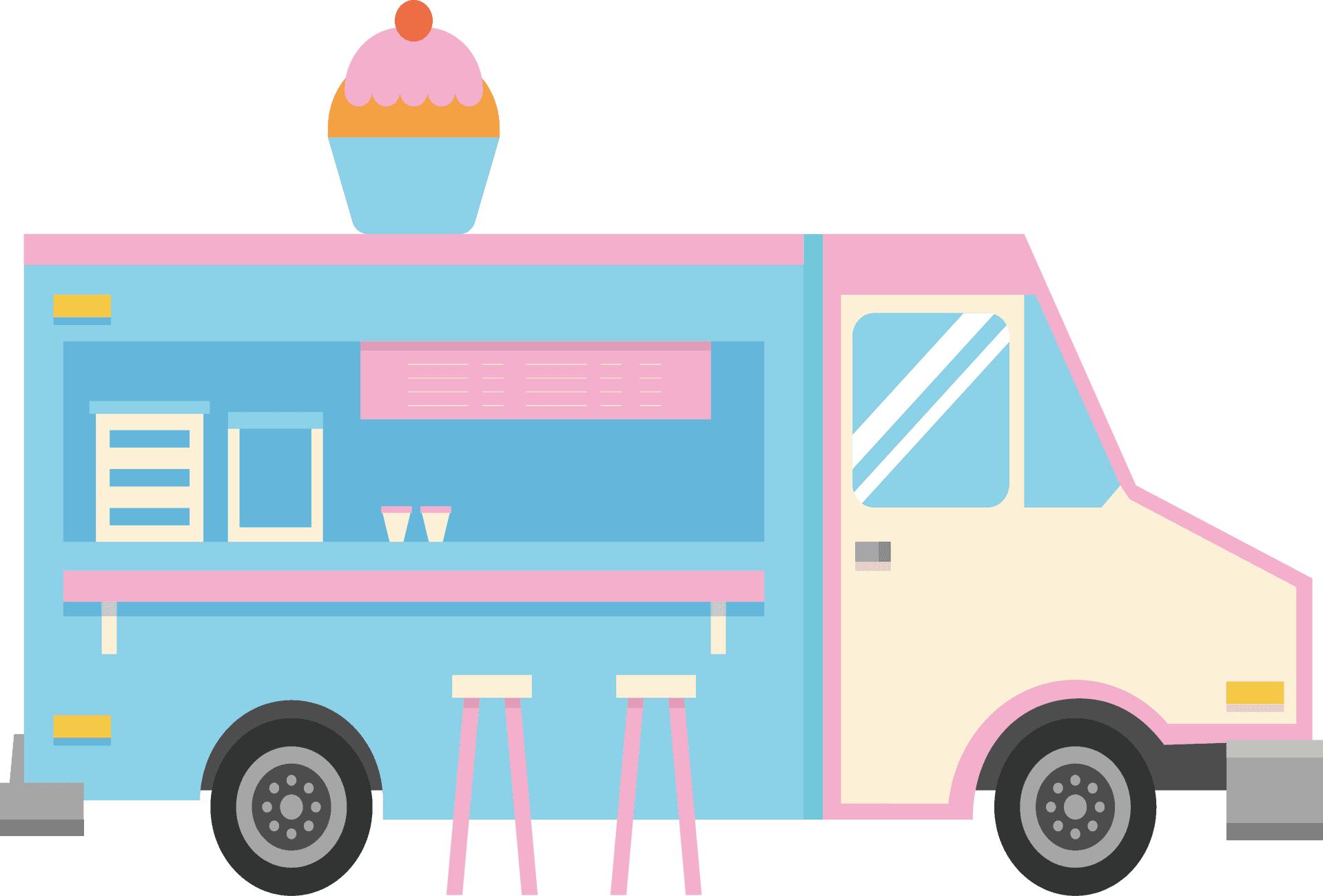 Colorful Cupcake Food Truck PNG Image