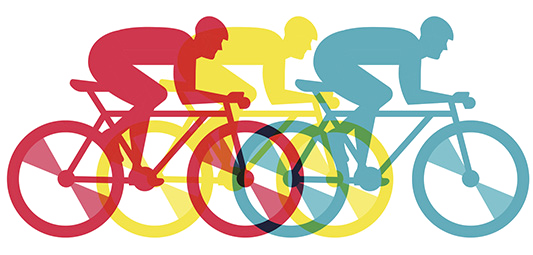 Colorful Cyclists Racing Graphic PNG Image