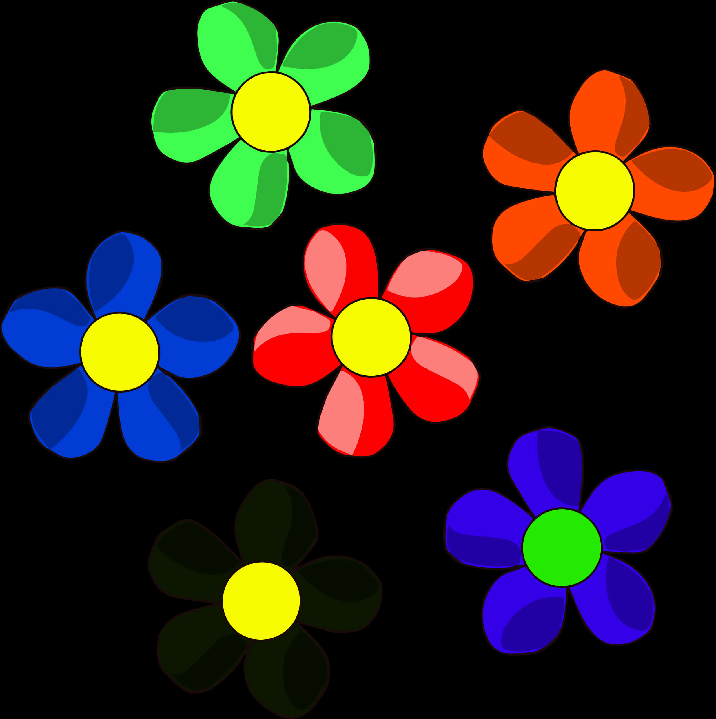 Colorful Daisy Flowers Vector Illustration PNG Image