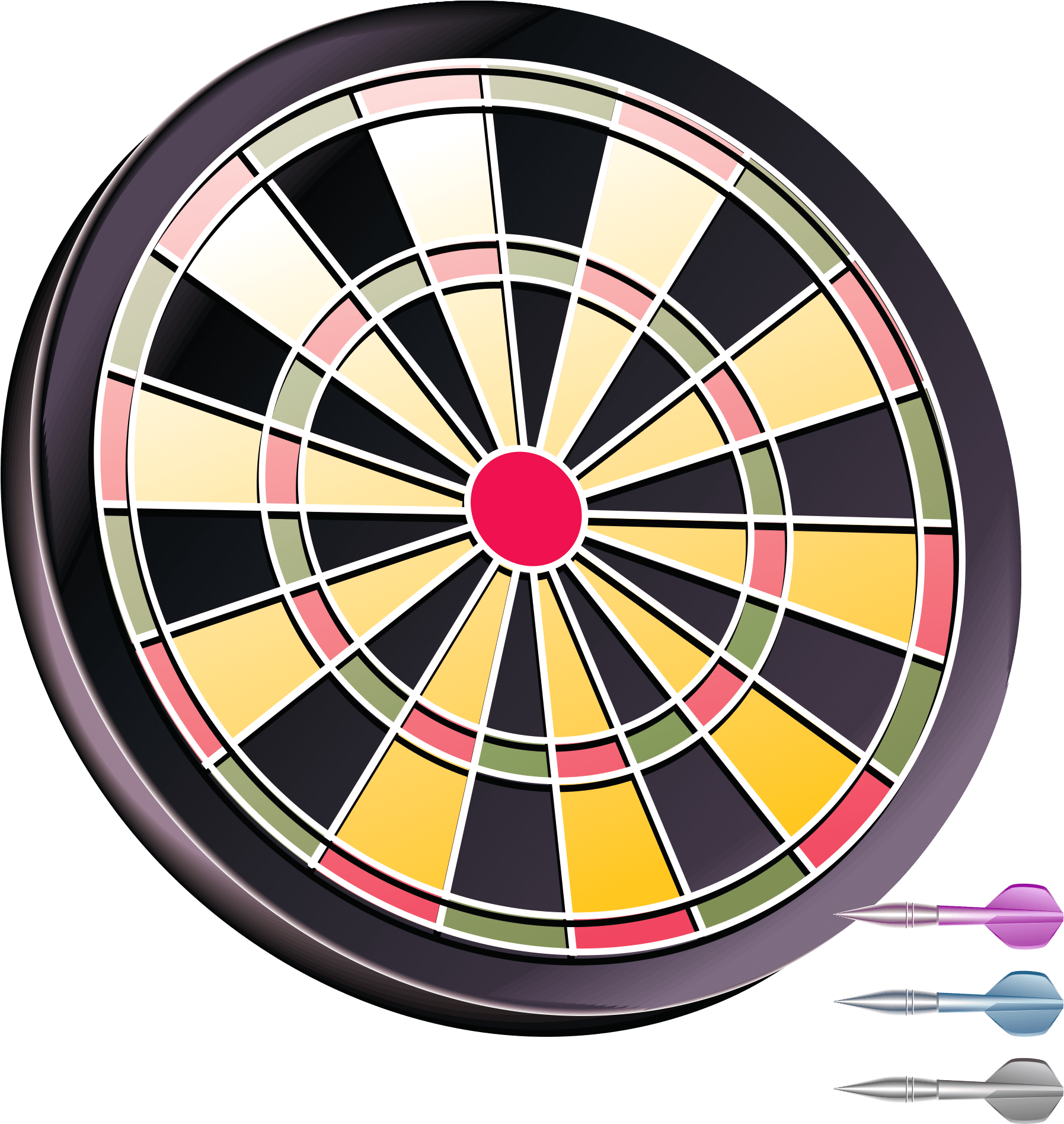 Colorful Dartboardwith Darts PNG Image