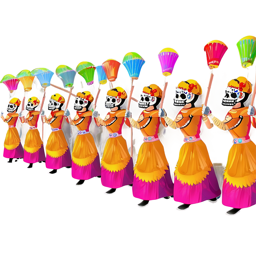 Colorful Dia De Los Muertos Procession Png Vnv51 PNG Image